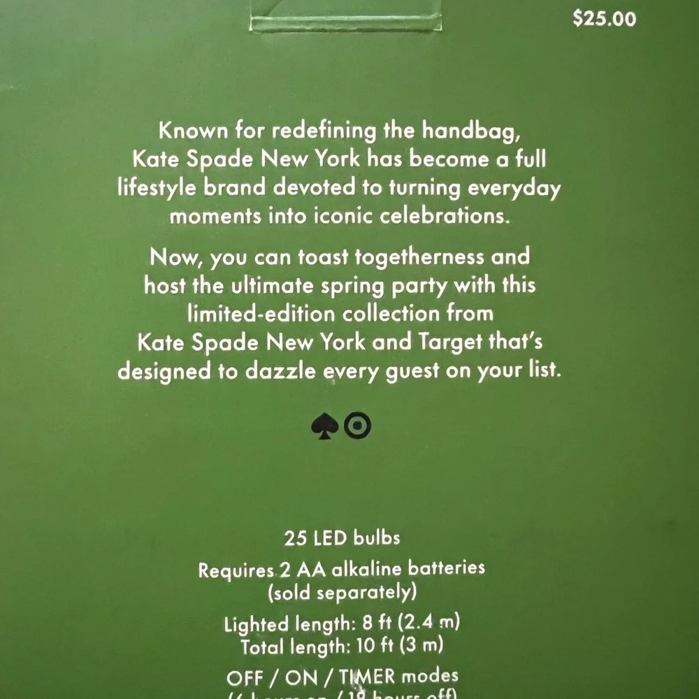 Kate Spade x Target Summer Patio Gold Link White Ball String Lights::NIB::